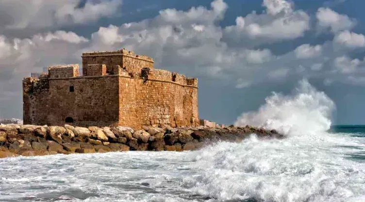 Paphos harbour and the castle, a twenty-minute walk from the villa