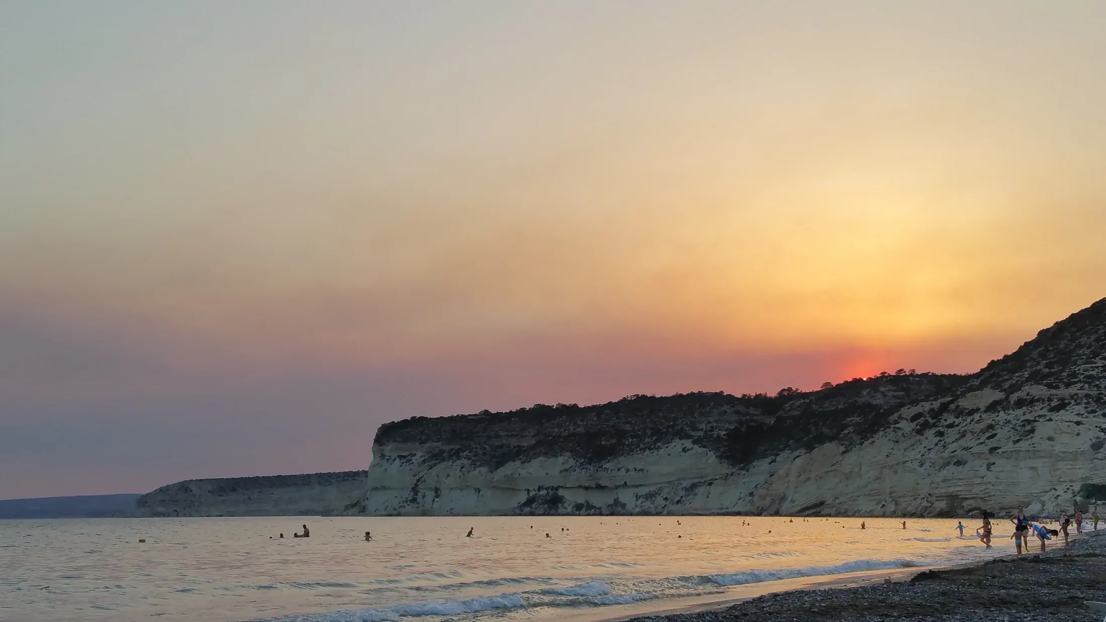 Sunset over the cliffs of the Akamas coast near Paphos