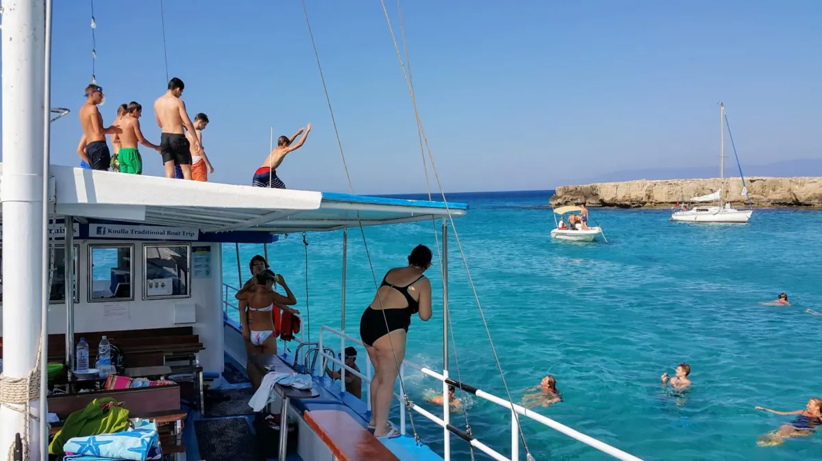 Boat trip leaving Lachi harbour towards the Blue Lagoon