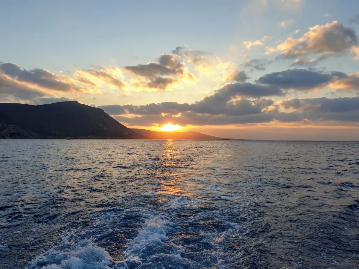 Sunset over the sea near Lachi and the Akamas coast